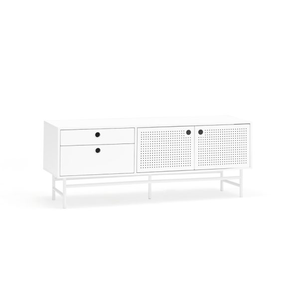 Mueble TV de diseño moderno industrial PUNTO 140 blanco 4
