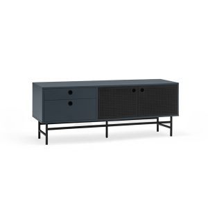 Mueble TV de diseño moderno industrial PUNTO 140 negro y azul_gris antracita 4