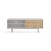 Mueble TV de diseño moderno minimalista SIERRA 140 gris claro y roble 3