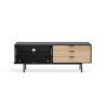 Mueble TV de diseño moderno minimalista SIERRA 140 negro y roble 4