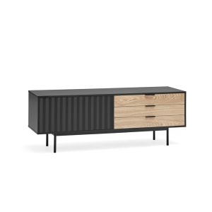 Mueble TV de diseño moderno minimalista SIERRA 140 negro y roble 5