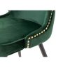 Silla de diseño Art Decó ASPEN tapizado capitoné terciopelo verde con tachuelas y patas de metal color negro y dorado 2