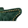 Silla de diseño Art Decó ASPEN tapizado capitoné terciopelo verde con tachuelas y patas de metal color negro y dorado 3