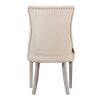 Silla de diseño Art Decó BODIE tapizado capitoné terciopelo color blanco con tachuelas y patas de madera gris 6