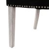 Silla de diseño Art Decó BODIE tapizado capitoné terciopelo color negro con tachuelas y patas de madera gris 4