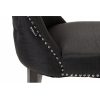 Silla de diseño Art Decó POTOMAC tapizado capitoné lino color negro con tachuelas y patas de madera negra 3