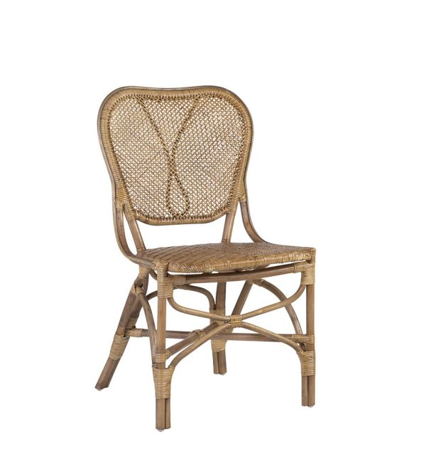 Silla de diseño vintage BISTRO hecho a mano ratán acabado natural