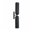 TUBULAR Aplique lámpara de pared diseño moderno vintage madera y acero color negro