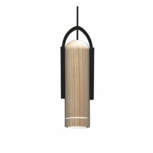 TUBULAR Lámpara de techo diseño moderno pantalla tubular madera negro o natural