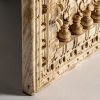 VOUXELL Espejo rectangular diseño rústico étnico oriental madera mango con tallas