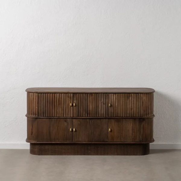 609272 Aparador diseño vintage madera mango con volúmenes en el contorno