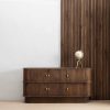 609272 Aparador diseño vintage madera mango con volúmenes en el contorno