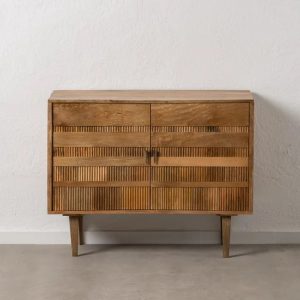609278 Aparador diseño nórdico vintage madera de mango natural con tallas