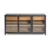 ALANTRA-1 Aparador de diseño colonial 180 madera de roble oscuro y natural puertas cristal