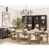 ALANTRA-1 Aparador de diseño colonial 180 madera de roble oscuro y natural puertas cristal