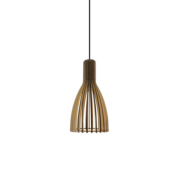 CASIOPEA-BLACK Lámpara de techo de diseño nórdico Ø20 lamas madera color natural y negro