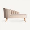 Chaise longue de diseño Art Decó GORIZIA 150 tapizado terciopelo color crema y patas de madera
