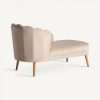 Chaise longue de diseño Art Decó GORIZIA 150 tapizado terciopelo color crema y patas de madera 2