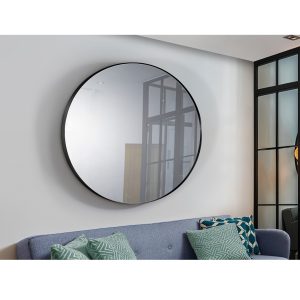 Espejo de diseño moderno redondo ORIO Ø120 marco acabado negro mate
