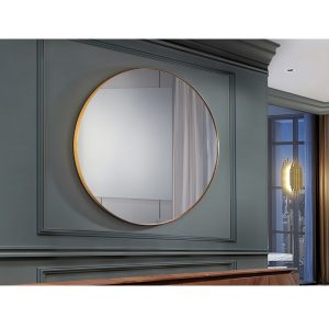 Espejo de diseño moderno redondo ORIO Ø120 marco acabado pan de oro