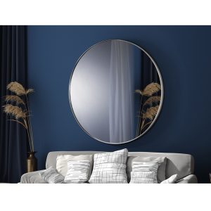 Espejo de diseño moderno redondo ORIO Ø120 marco acabado pan de plata
