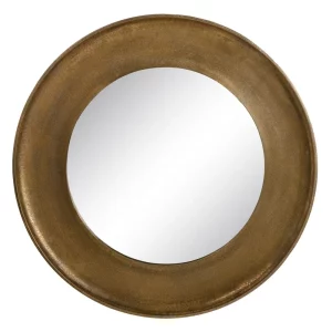 Espejo decorativo redondo de diseño vintage Ø87 metal acabado oro envejecido