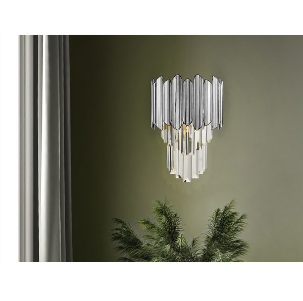Lámpara de pared de diseño moderno TIARA 22 metal cromado cristal facetado y abs acabado cromado