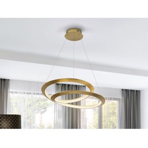 Lámpara de techo de diseño moderno ETERNITY Ø60 metal acabado pan de oro y baño dorado