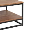 Mesa de centro rectangular de diseño industrial 120 madera acabado natural y hierro color negro 3