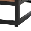 Mesa de centro rectangular de diseño industrial 120 madera acabado natural y hierro color negro 4