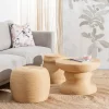 Mesa de centro redonda diseño vintage étnica Ø60 bambú acabado natural 6