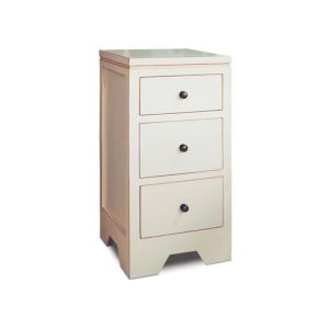 Mesita de noche de diseño rústico colonial IVORY 30 madera de mindi color blanco con 3 cajones