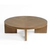 NAIN-NAT Mesa de centro redonda diseño nórdico moderno 120 madera acabado natural
