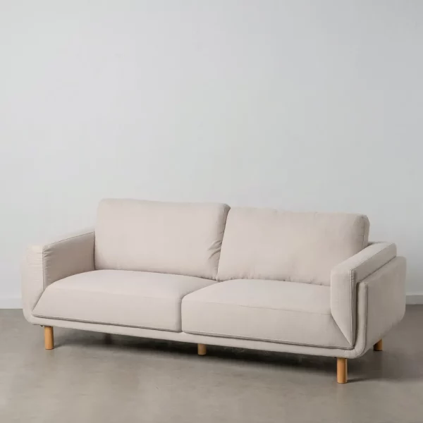 Sofá de diseño moderno 216 tapizado color beige con patas de madera