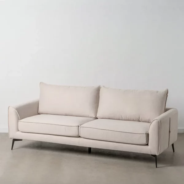 Sofá de diseño moderno 216 tapizado color beige con patas de metal