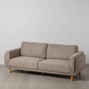 Sofá de diseño moderno 216 tapizado color taupe con patas de madera