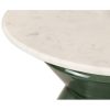 943006 Mesa auxiliar redonda de diseño Art Decó Ø50 mármol color blanco, metal dorado y cristal verde