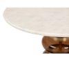 943016 Mesa de centro redonda de diseño Art Decó Ø61 mármol color blanco, metal dorado y cristal marrón