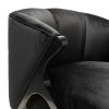 Butaca de diseño vintage KIRKENES tapizado terciopelo negro con patas de madera roble acabado negro 4