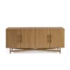REINA-1 Aparador diseño moderno 200 madera de roble natural puertas alistonadas y patas metal dorado