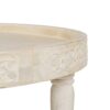 608771 Mesa de centro diseño vintage oriental madera de mango blanco tallas flores