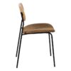 609581 Silla diseño vintage metal negro, respaldo madera y asiento tapizado marrón