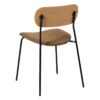 609581 Silla diseño vintage metal negro, respaldo madera y asiento tapizado marrón