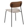 609583 Silla diseño vintage metal negro, respaldo madera y asiento tapizado crema