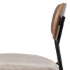 609583 Silla diseño vintage metal negro, respaldo madera y asiento tapizado crema