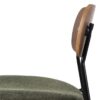 609584 Silla diseño vintage metal negro, respaldo madera y asiento tapizado verde