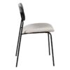 609585 Silla diseño vintage metal negro, respaldo madera y asiento tapizado blanco