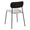 609585 Silla diseño vintage metal negro, respaldo madera y asiento tapizado blanco