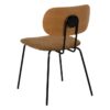 609586 Silla diseño vintage metal negro, respaldo madera y asiento tapizado marrón