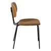 609586 Silla diseño vintage metal negro, respaldo madera y asiento tapizado marrón